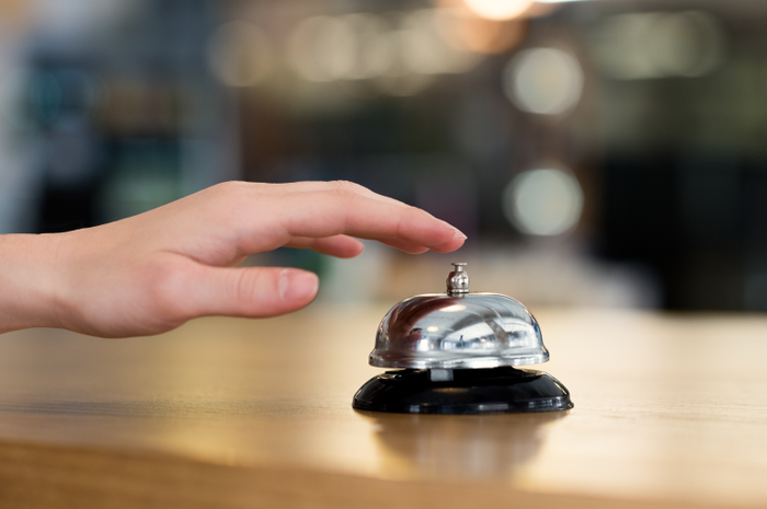 Hand ring bell at hotel