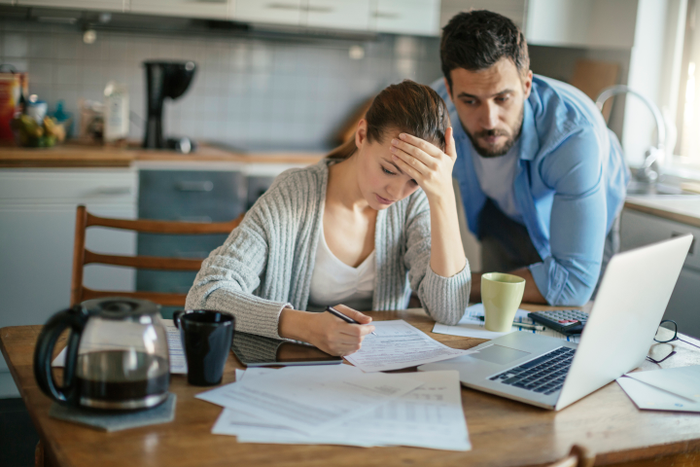 Couple doing bills