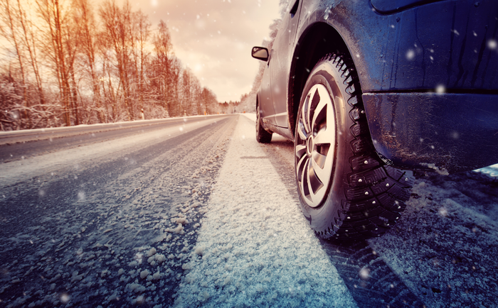 car on winter road